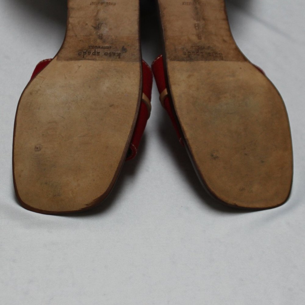 Vintage Kate Spade Leather and Red Canvas Slides - Picture 6 of 12